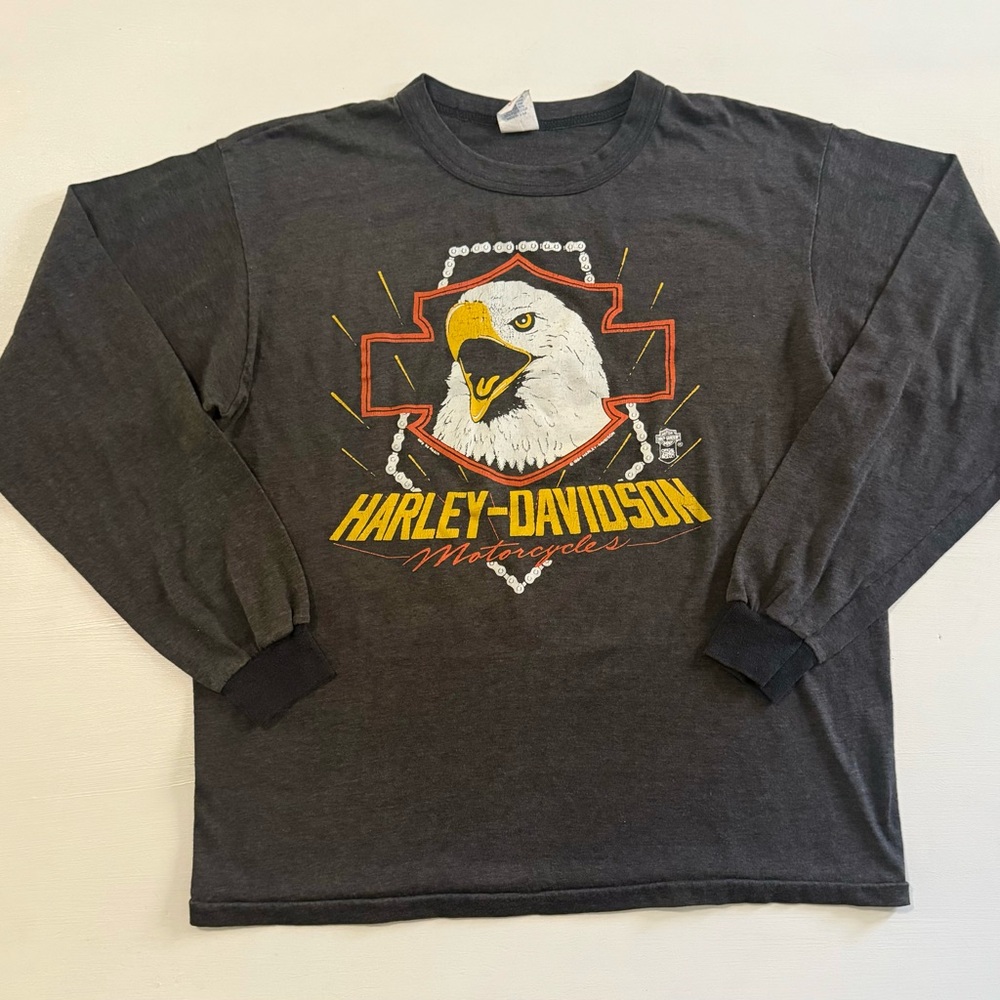 Vintage 1980’s Harley -Davidson Gray Long Sleeve Shirt